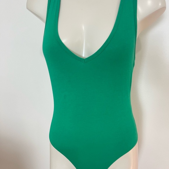 Charlotte Russe Tops - CHARLOTTE RUSSE racer back bodysuit V-neck sleeveless green M 1 piece